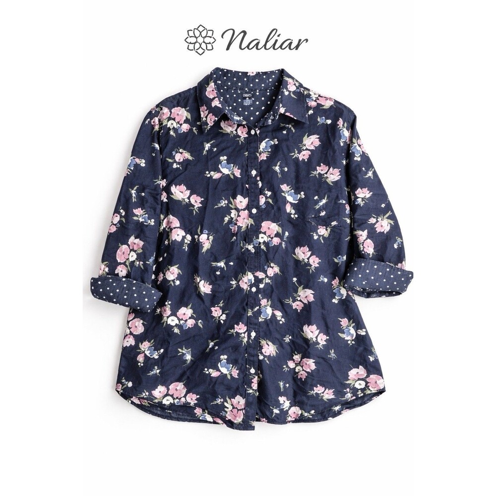 CHAPS Women's NO IRON 100% Cotton Shirt Long Sleeve Floral Multicolor Size 3XL